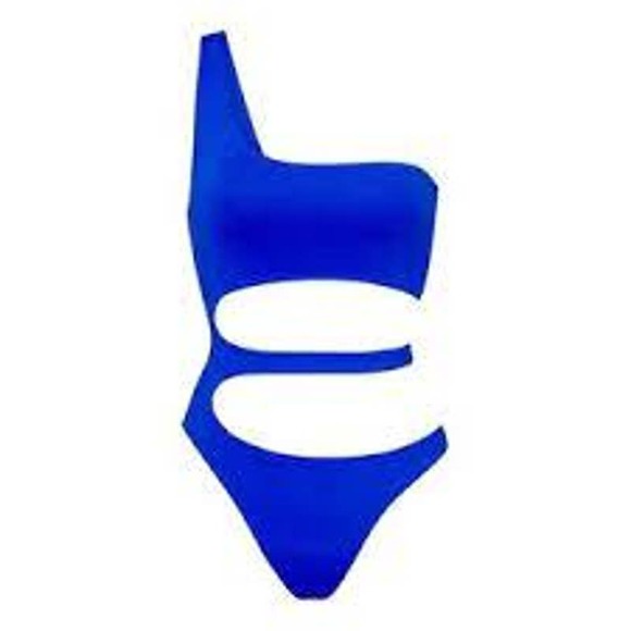 NWT SKIMS Monokini One Piece Swimsuit Women's Size 4X Cobalt One Shoulder Cutout - Picture 4 of 6